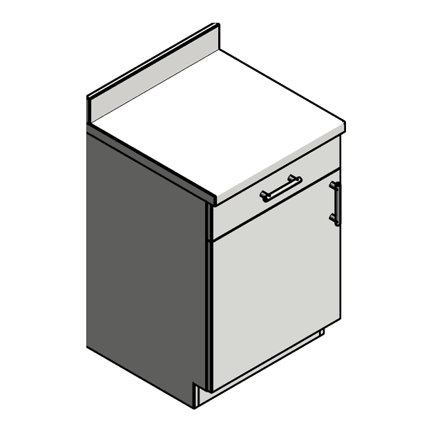 Base cabinet 600, drawer over door Revit family